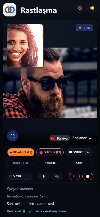 Sohbet sahnesinin yakın görünümü